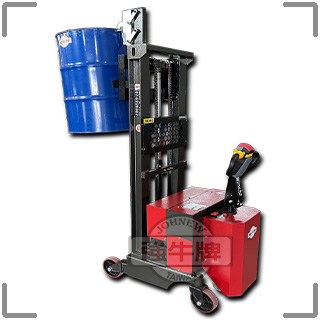 強牛牌鐵灰紅色JSM 油桶搬運機側面照